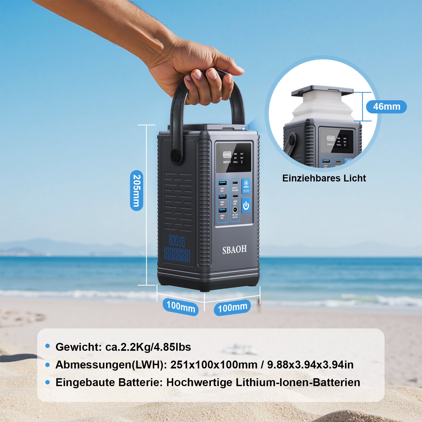 Portable Power Station,256Wh 80000mAh Solar Generator,LiFePO4 Battery 1.5 Hour Fast Charging,Powerbank For Home Backup Outdoor Emergency RV Van Hunting