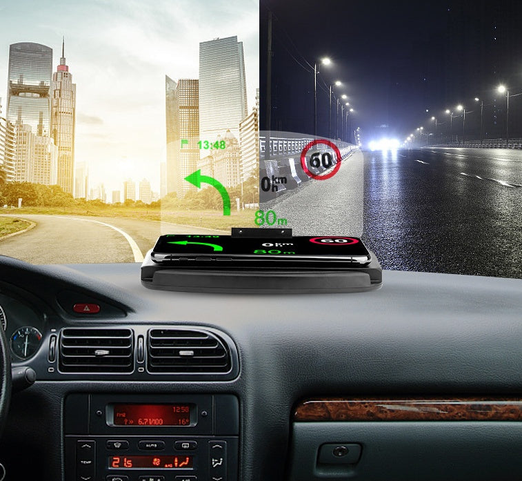 Creative HUD HD Car Phone Holder Wireless Charge Head Up Navigation Projecto