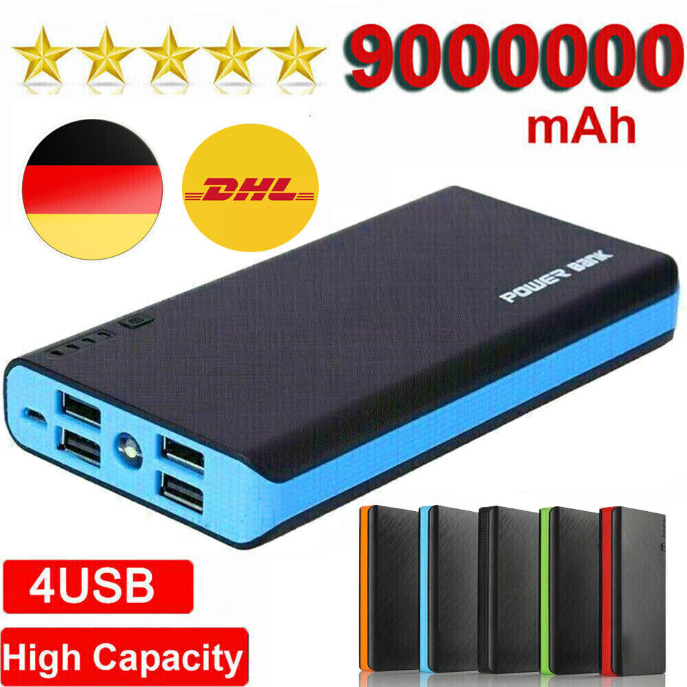 9000000mAh Powerbank Externer Batterie Ladegerat ZusatzAkku 4 USB Fur Alle Handy