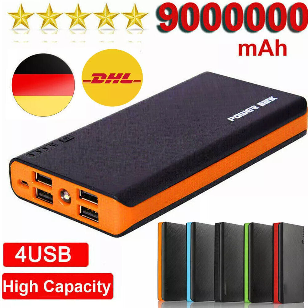 9000000mAh Powerbank Externer Batterie Ladegerat ZusatzAkku 4 USB Fur Alle Handy